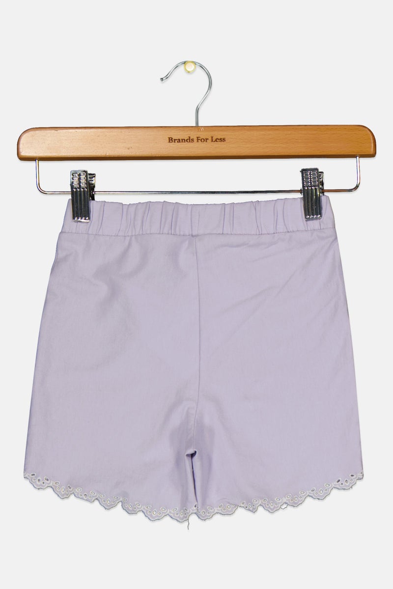 guppy Kids Girl Solid Basic Shorts, Lavender - Image 3